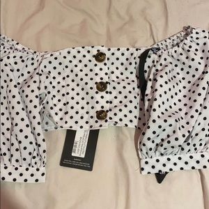 Prettylittlething polka dot crop top